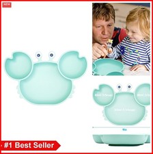 Silicone Suction Plate for Toddlers Divided 3 Compartments BPA Free Dishwasher