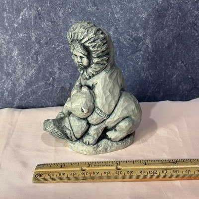 Vintage Glacial Ice Age Sculpture Eskimo Girl 1141j