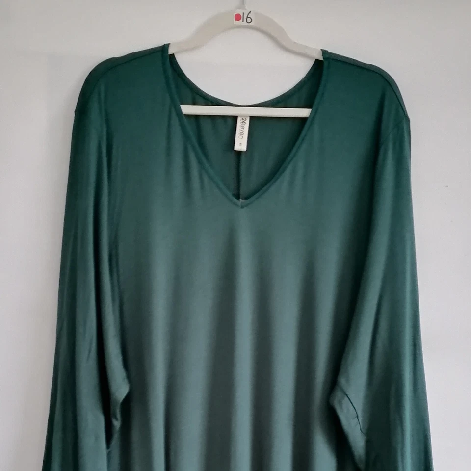 全新带标签 24/7 Comfort Apparel 女式 Forest Green Whimsigoth A 字连衣裙 4X 码 — 第 3/4 张图片