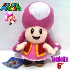 Super Mario Bros Plush Female Toadette U Brigade Member Toy Stuffed Animal 6"