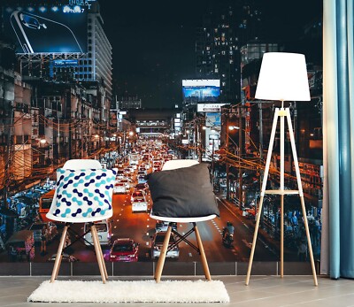3D City Night Cars 8675NA Transport Wallpaper Wall Murals Wall Paper Mural Romy