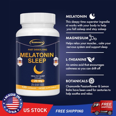 Melatonin Sleep 20mg - Fall Into Natural, Deep Sleep, Stress Anxiety Relief