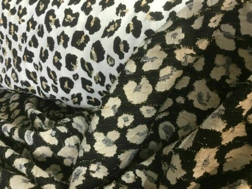 Nueva Tela de Cloca de Brocado Jacquard Brocado Leopardo Reversible Elastano de Diseñador - Imagen 4 de 8