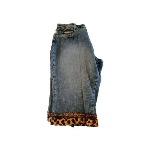 Revolt Womens Distressed Denim Shorts Size 22W With Leopard Print Edges New - Picture 3 of 5