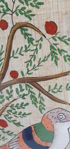 Cuadro enmarcado pintado a mano sobre melamina de "Pájaros en árbol" en acuarela - Imagen 3 de 12