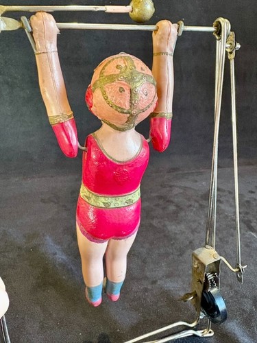 Vintage 1930s Celluloid Trapeze Artist Wind Up Japan WFRIEND? Works SS Frame - Picture 20 of 22