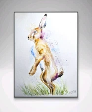 ORIGINAL watercolour painting Hare, signed Elle Smith Art, fine art, wildlife