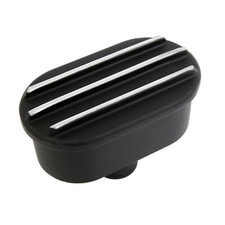 Finned Oval Black Aluminum Valve Cover Breather