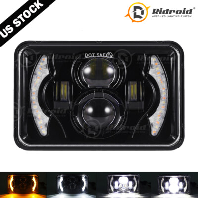 1PC Black 4x6 LED Headlight For H4652 H4666 H6545 H6054 Peterbilt ...