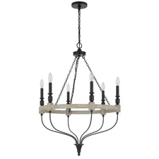 Cal Lighting Grove 6 Light 35" Chandelier in Drifted wood/Black - FX-3793-6