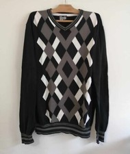 Pull noir à losanges coton