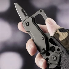 Carabiner Keychain Screwdriver EDC Multi Tool Foldable Knife Survival Camping