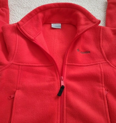 NWOT Columbia red full zip 100% Polyester mock neck fleece jacket girls size 8 - Picture 5 of 7
