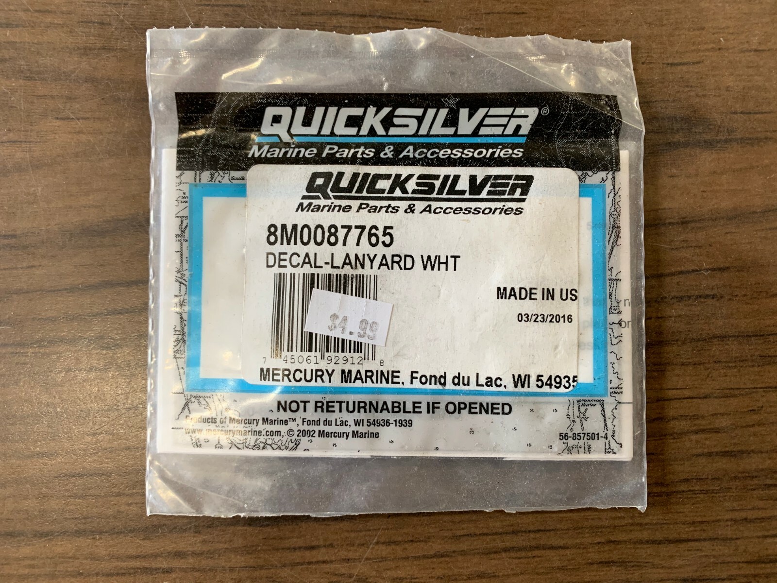 QUICKSILVER DECAL-LANYARD WHITE PART #8M0087765 | eBay 