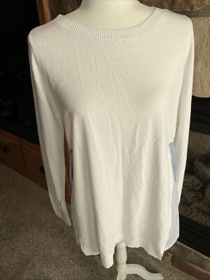 Weekend MaxMara Women s White Viscose Long Sleeve Sweater Size L *defect* $295