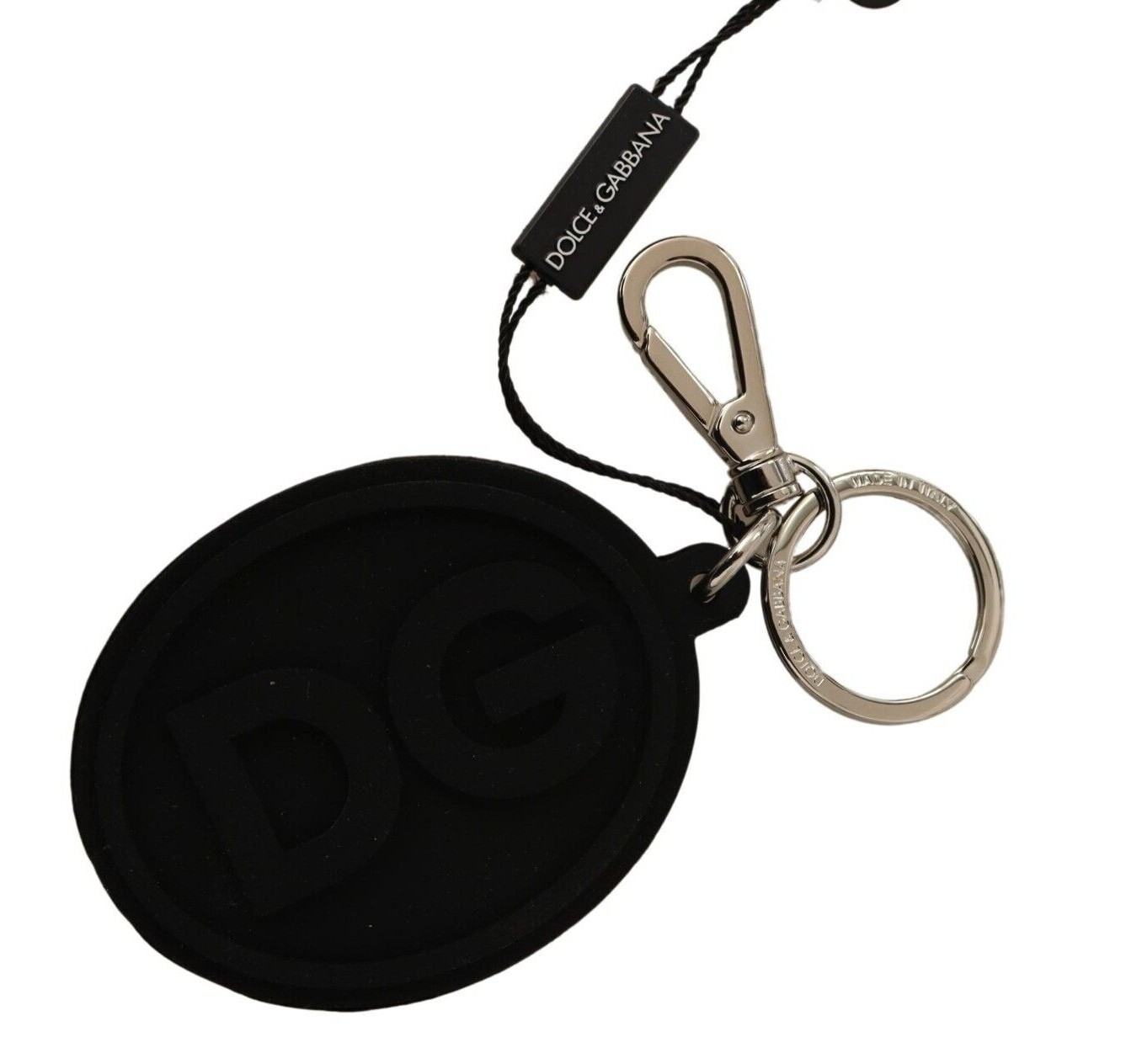 Брелок DOLCE - GABBANA Черный резиновый логотип DG Серебристый металлический брелок из латуни 250 долларов США 15490₽