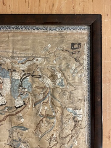 Antique Chinese Silk Forbidden Stitch Hand Embroidered Textile Panel Tapestry - Picture 16 of 16