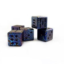 Solid Titanium Damascus Dice Whiskey Chilling Stone Metal Ice Cube EDC Toy Gift