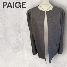 Paige Womens Vintage Grey Collarless Edge To Edge Wool Mix Jacket Uk 18 Smart