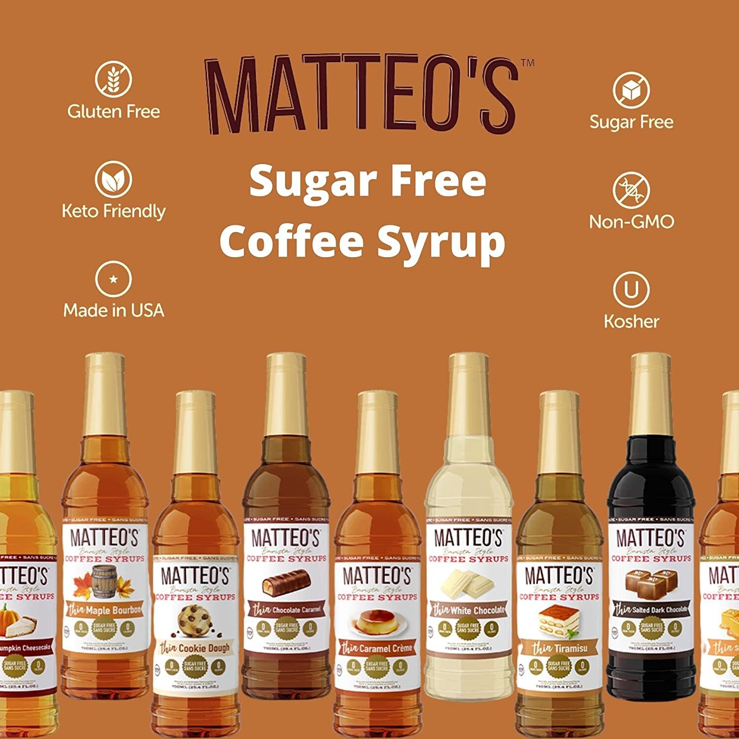 Sugar Free Coffee Syrup Matteos 750ml Zero Calories Choose From 13