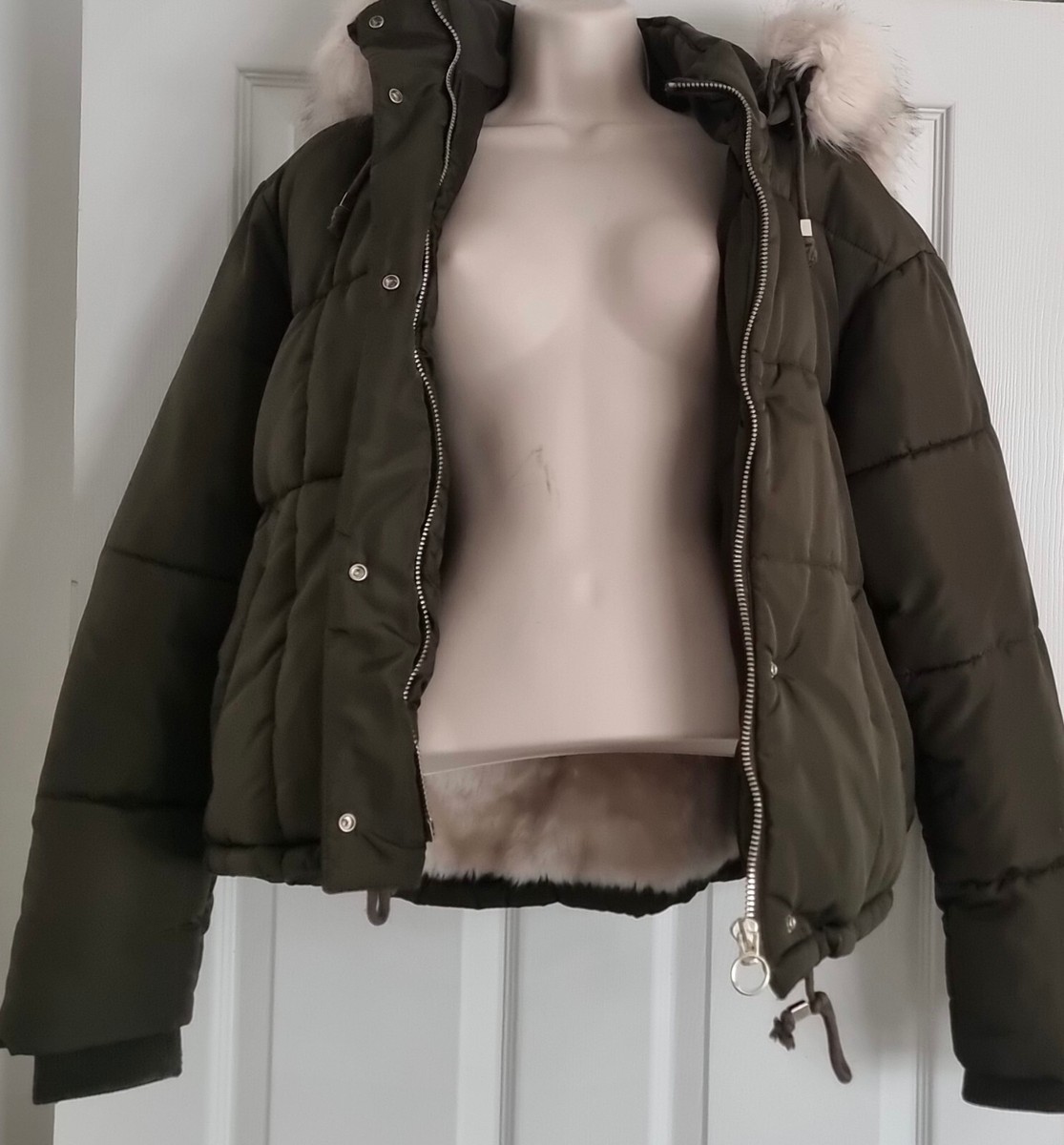 Leather Topshop Khaki Fur Coat NWT TopShop Women's Faux Fur Jacket