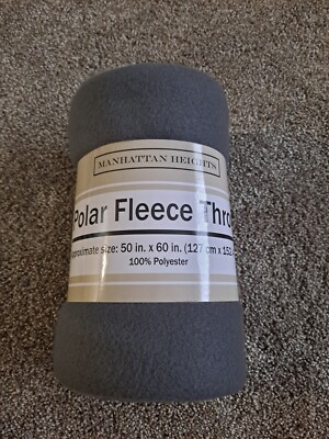 Brand New Manhattan Heights 50 x 60 Gray. Polar Fleece Throw  Blanket