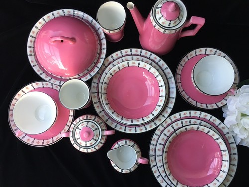 16 Piece VICTORIA Czechoslovakia 'PINK BRUNCH/DESSERT SET FOR 2' - Picture 4 of 11