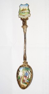 VINTAGE CZECH ART DECO ENAMEL SPOON VICTORIAN DESIGN NR