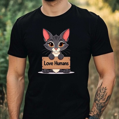 Herren T-Shirt Kätzchen Lieben Menschen Motiv Baumwolle Größe XS bis 5XL