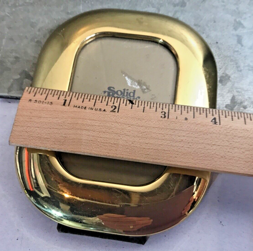 Vintage 2.5” X 3.5” Solid Brass Self Standing Easel Felt Back Port Photo Frame - Picture 7 of 9