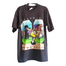 Deadstock Vtg T-Shirt Looney Tunes 90s Taz Baseball "Throwin Smoke" Youth Large