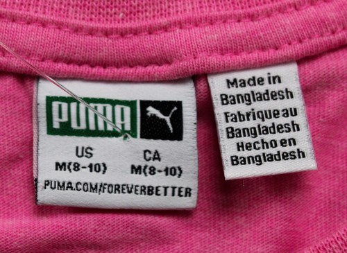 PUMA Girl's Asymmetric Graphic Script T-Shirt CD4 Heather Pink Medium (8-10) - Picture 3 of 5