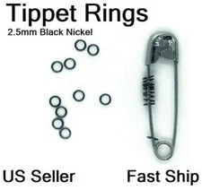 Tippet Rings 2.5mm Dry/Wet/Nymph Black Fly Leader Tippet Ring  +FREE SHIP