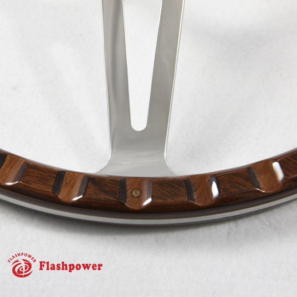 Volante clásico de grano de madera remachada Ford Mustang Shelby AC Cobra MG MGB Foto 4 de 4