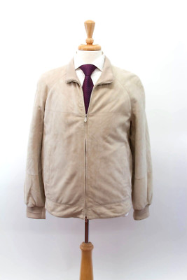 NWT$7995 Brunello Cucinelli Leather Suede Puffer Bomber Jacket W/Logo Zip M A232