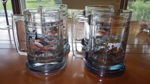 Princess House Beer Mugs Duck Hunting Pointer Dog set of 4 14oz