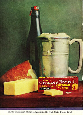 1961 Reklame KRAFT ''Cracker Barrel'' Cheddar Cheese (2) Original Print Ad Ephemera