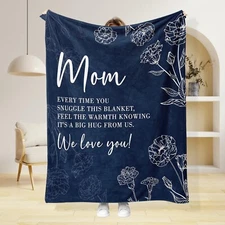 Personalized Mother's Day Microplush Fleece Blanket Lightweight Soft Throw Gift