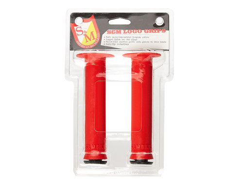 S&M BMX Grips Logo Grips 140mm Red BMX Freestyle Grips - 第 1/4 張圖片