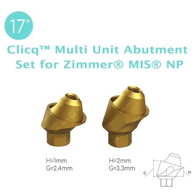 17° Angled Clicq™ Multi Unit Abutment Set for Zimmer® MIS® NP, Dental