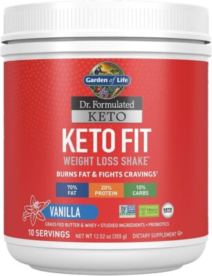 Garden of Life Dr. KETO Van. + Muscletech Choc 02+08/24 1353g / 32 serv + Proben