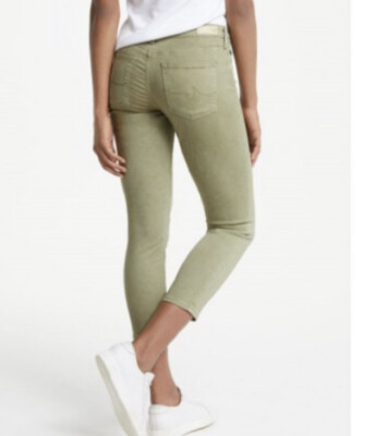 AG Adriano Goldschmied NWOT Prima Crop Mid-Rise Cigarette Crop Jeans Green  Sz 25