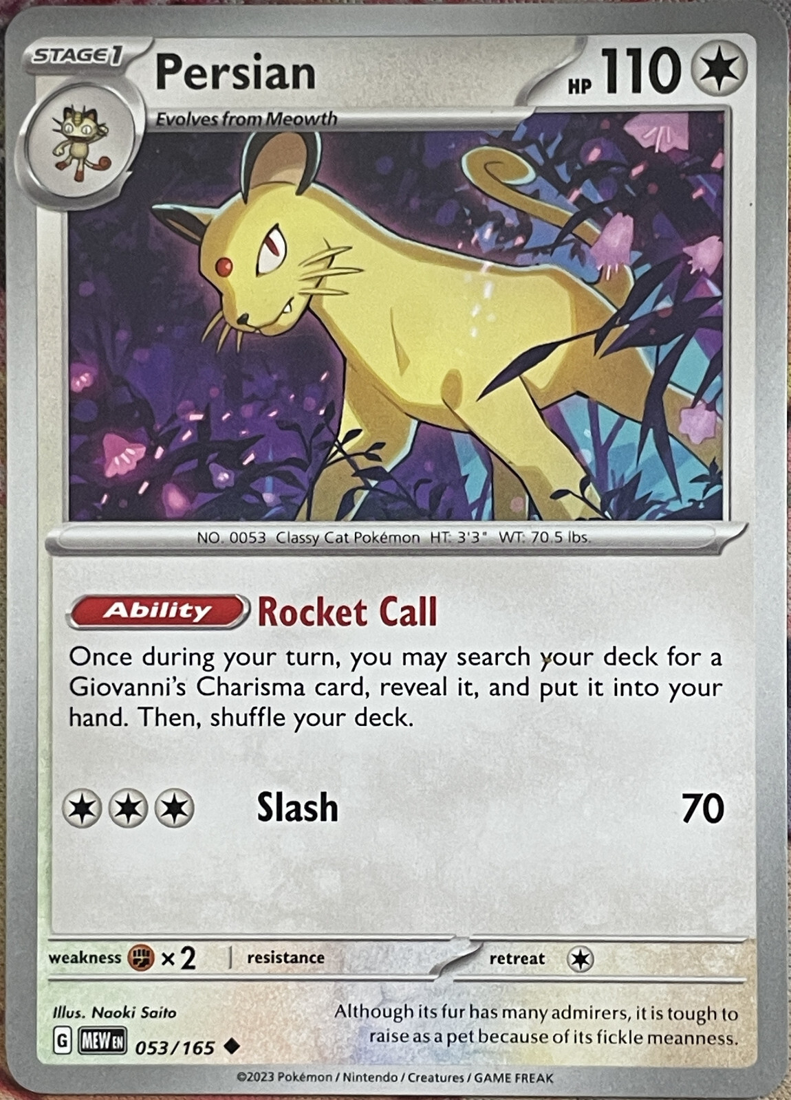 Persian - 053/165 - Scarlet & Violet 151 Pokemon 2023