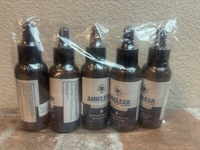 Lot of 5 (300ml total) Amiclear Drops Liquid Blood Sugar Supplement  EXP 01/2027