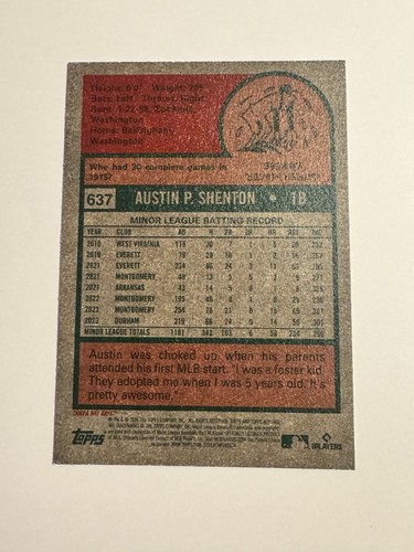 2024 Topps Heritage High Number Chrome Austin Shenton #637 RC /225+/699+Base - Picture 3 of 9