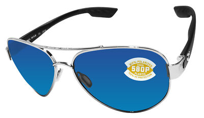 Costa Del Mar  South Point Palladium Silver Frame Blue Mirror 580 Plastic Lens