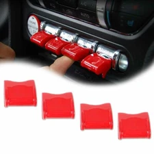 4PC ABS Red Center Control Switch Button Cover Trim For 2015-2018 Ford Mustang