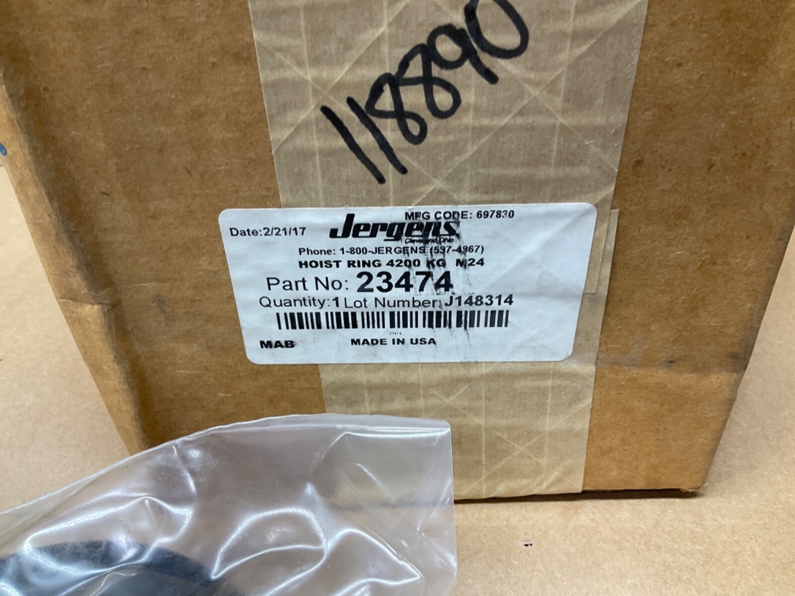 Jergens 23474 Swivel Hoist Ring Steel 4200 kg M24 .0 10C11PR4*IAC for