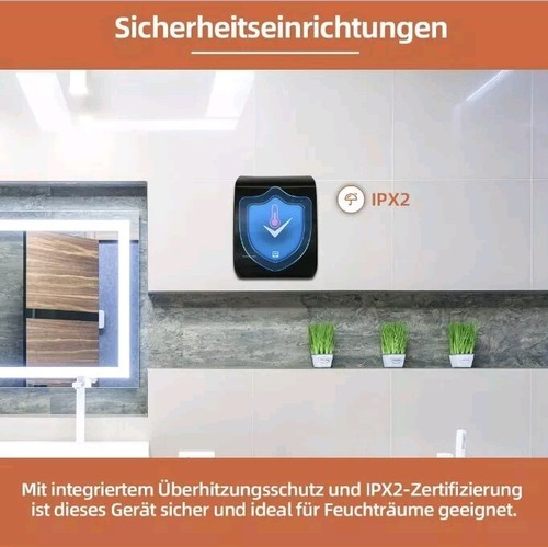 SHX Heizlüfter für Bad FernbedienungLCD Badheizer 2000 Watt Schwarz 20 Quadratm - Bild 4 von 8
