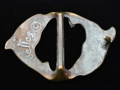 Scott Nelles 1970s Circling Dolphins Solid Brass Vintage  display picture 3